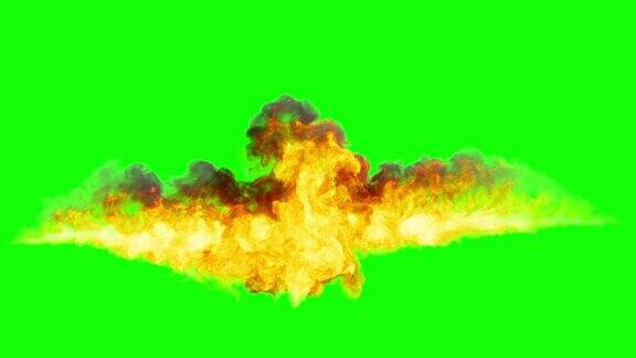 火焰喷射器对火焰喷射器动画绿色背景上的火焰喷射器龙火碰撞的视觉效果