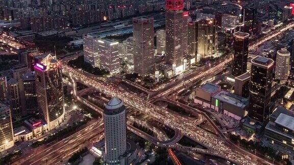 时间推移-北京路交叉口鸟瞰图白天到夜晚的过渡(WSHAPAN)