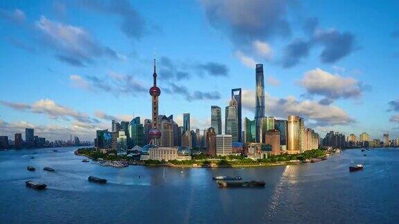 4K上海阳光明媚的全景景观