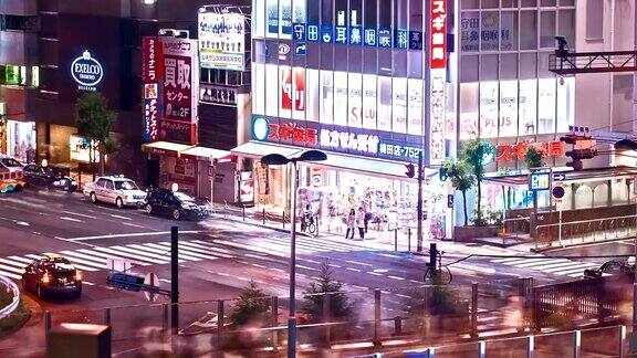 高清延时:夜生活-拥挤的大阪街道日本