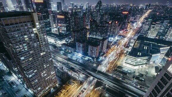 北京路交叉口夜景鸟瞰图
