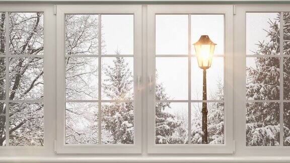 Window后的冬季景观