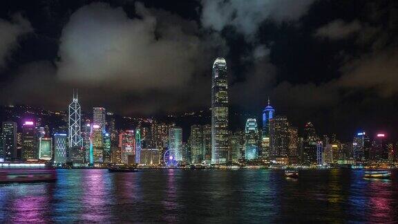中国香港维多利亚港和香港的时间推移