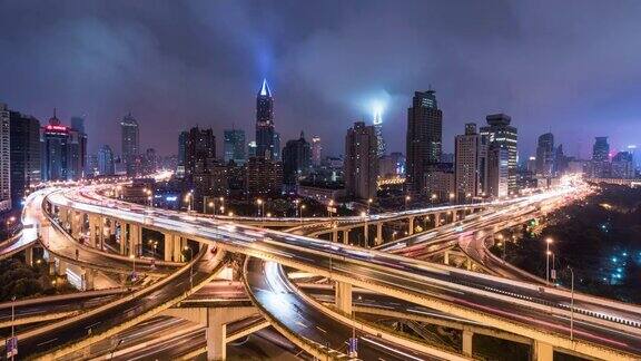 上海城市夜景4k时间流逝