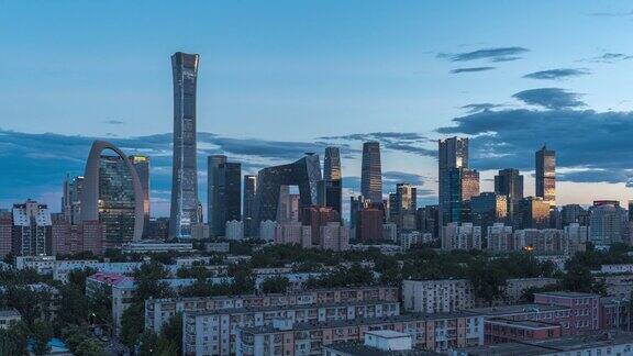 北京CBD日夜国际贸易中心日夜延时摄影