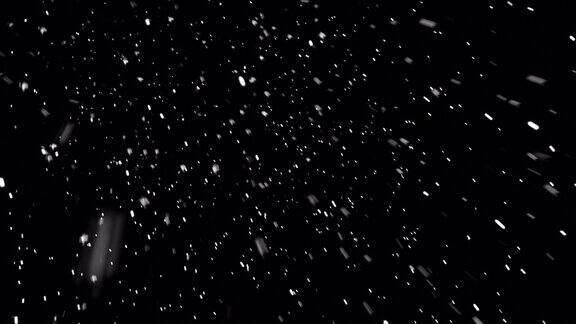 4K逼真的降雪横向横向快速中间镜头AlphaProres背景循环透明只是拖放在你的时间轴冬天圣诞节新年暴雪暴风雪摄像机角度向上