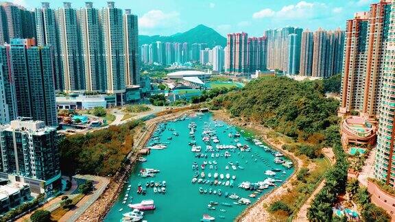 香港将军澳住宅大厦的无人机视图