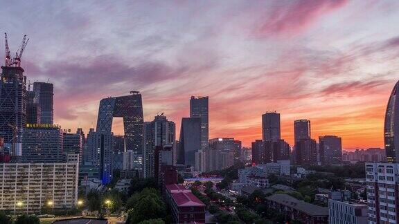 时光流逝北京中央商务区从早到晚(WSZoom)