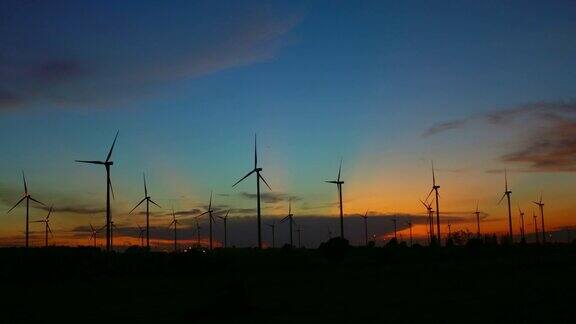 日落时的空中风力涡轮机