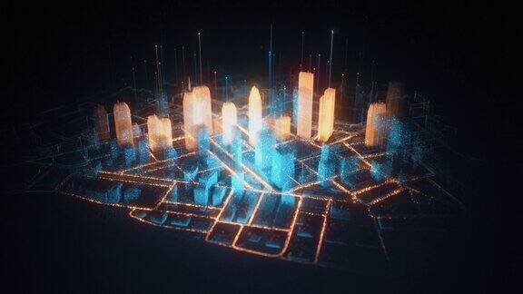 新兴数字城市-全息图智慧城市虚拟世界虚拟现实-多色版本
