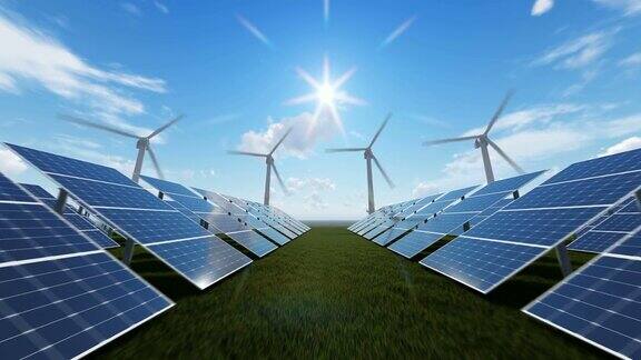 技术风电场和太阳能电池板
