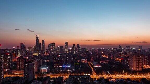 北京城市黄昏到夜晚的过渡