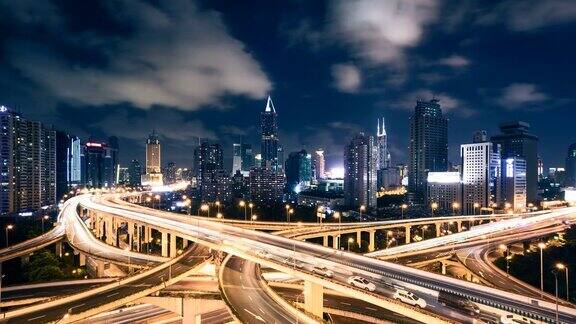时光流逝上海公路夜景