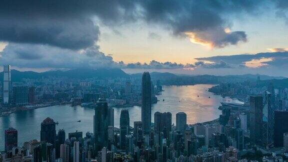 4K延时拍摄:香港维多利亚港的日出