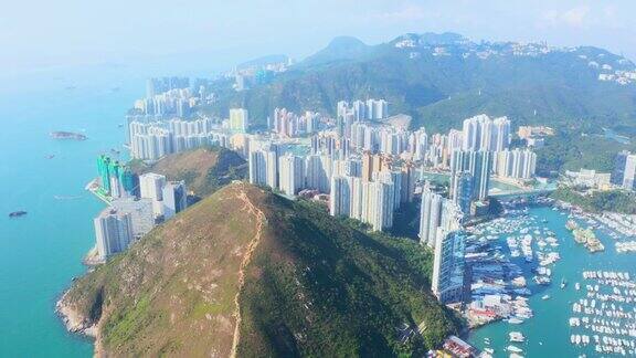 鸟瞰图香港仔及鸭脷洲住宅区