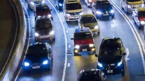 交通:4K时间推移(4096x2160):香港市区高速公路交通的时间推移平移风格