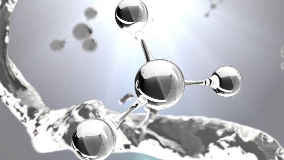 分子奶油分子的科学插图透明质酸护肤液广告胶原蛋白精华液滴与化妆品广告背景3d渲染
