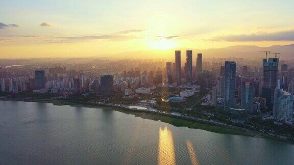 航空摄影中国江西南昌城市风景建筑