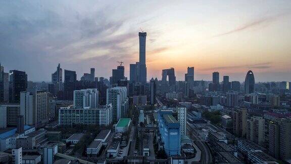 4k-时光流逝北京中央商务区建筑夜景中国城市景观