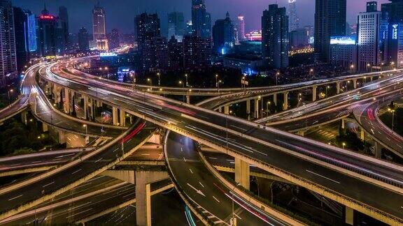 时间流逝-延安大桥上海夜间城市交通(MSHA)