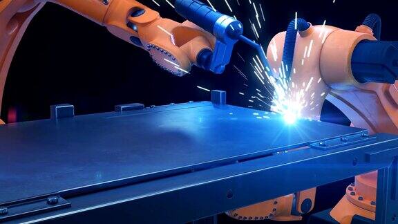 机器人在车间切割金属工艺重工业中的高精度现代工具自动工作技术和工业概念