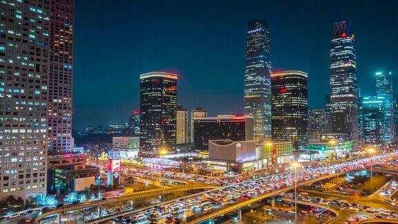 北京中央商务区夜间交通状况