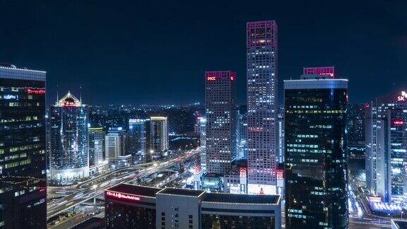北京CBD地区夜间鸟瞰图