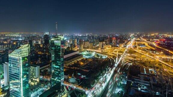 鸟瞰图道路交叉口夜间北京中国