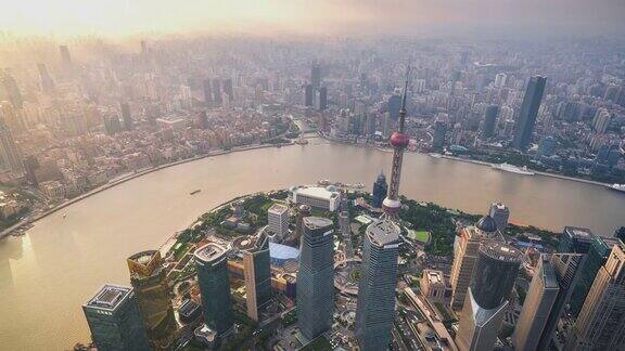 时间流逝上海鸟瞰图