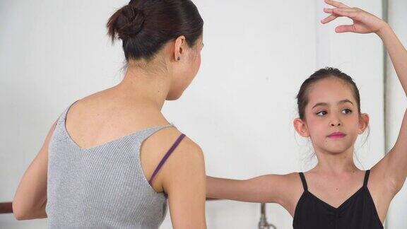下图:教师正在教芭蕾舞学生