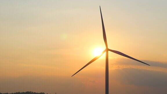 日落风力涡轮机可再生能源