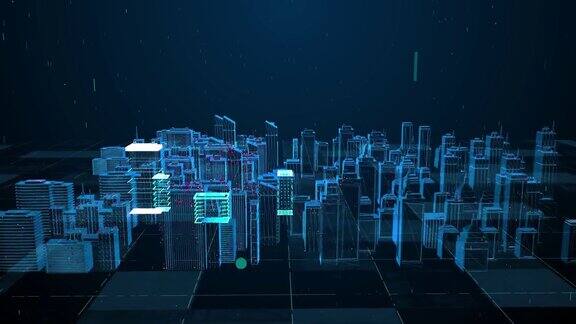 城市小镇技术和数字分析4K