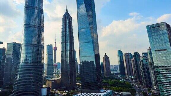 4K:中国上海陆家嘴金融区日落