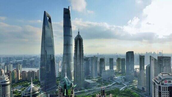 4K:中国上海陆家嘴摩天大楼
