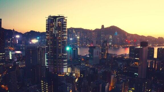 日落时的香港城市全景