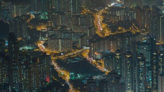 4K时光流逝:香港城市夜间的现代建筑