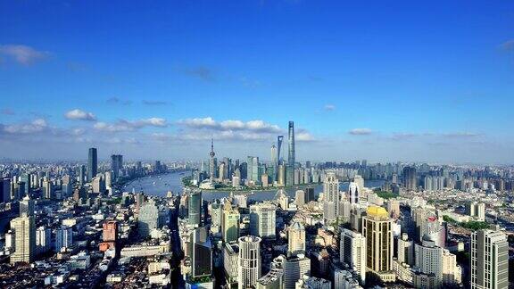 4K:阳光明媚的上海城市景观中国