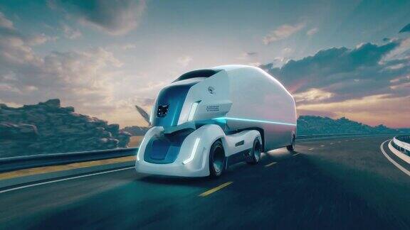 未来自动驾驶电动卡车交通智能