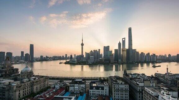 上海城市景观4k时光流逝日出