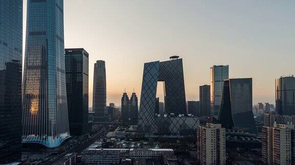 鸟瞰图北京天际和市中心在日落北京中国