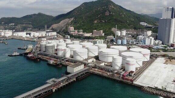 4K:香港炼油厂鸟瞰图