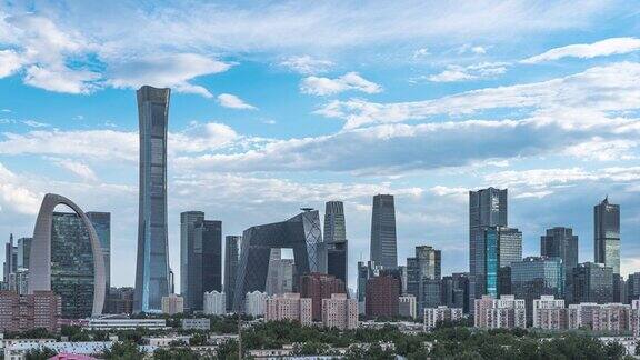 延时拍摄的北京建筑群市中心CBD建筑流云