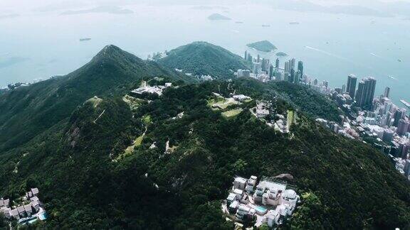 无人机拍摄的香港太平山顶
