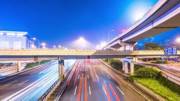 北京夜间高架桥下道路交通繁忙间隔拍摄hyperlapse