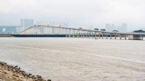 4K时间推移:澳门城岛大桥水上交通全景图