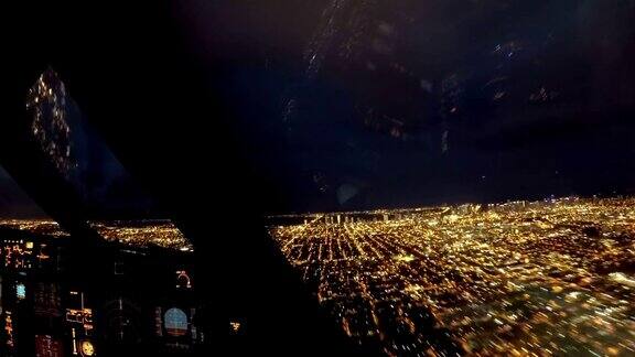 飞机从迈阿密黄昏起飞(飞机POV拍摄)