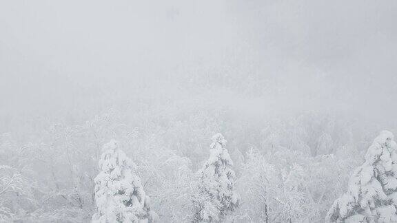 冬季缆车内的雪山自然侧景日本旅游