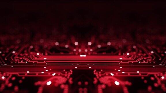 电路板背景-复制空间红色-可循环动画-计算机数据技术人工智能