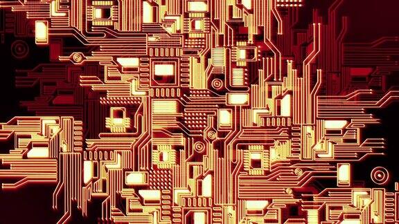金色芯片处理器异形立方体博格集体建筑几何天才形状建筑三维立方体幻想空间库存视频-电路板背景-复制空间-计算机数据技术人工智能库存视频