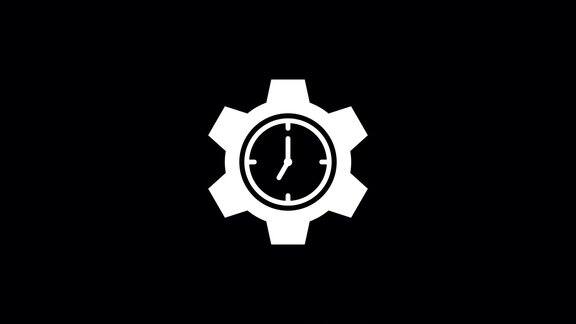 时钟和齿轮时间管理概念白色图标动画与背景分开